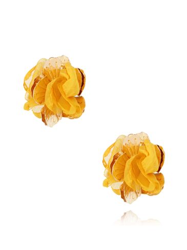 Kolczyki złote z żółtą tkaniną Gold Flower KBL1809