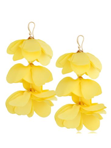 Kolczyki kwiaty satynowe żółte Madeira KBL1090