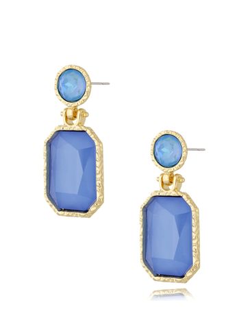 Kolczyki złote z dużymi niebieskimi kryształami Luxury KSS1027