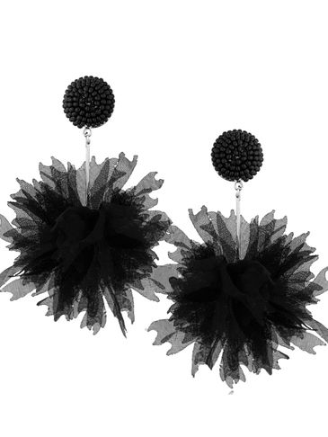 Kolczyki jedwabne kwiaty czarne Penelope KBL0907