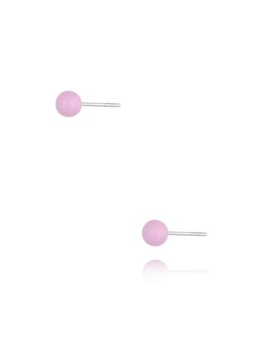 Kolczyki kulki z liliową emalią 4 mm Enamel Balls KSA1703