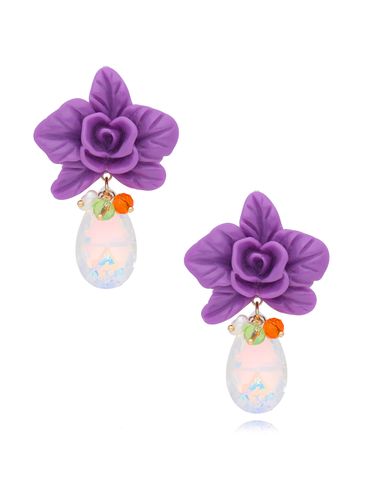 Kolczyki fioletowe kwiaty z kryształami Paradise Bloom KFF0334