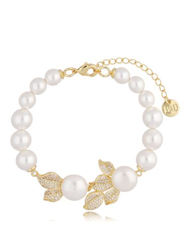 Bransoletka złota z perłami i kryształkami Retro Bella BPE0062