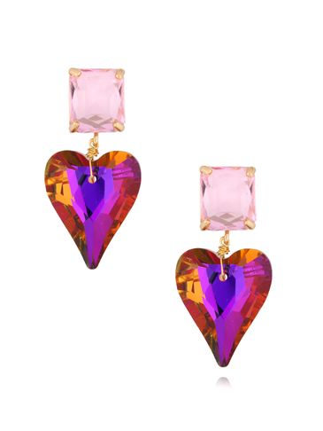 Kolczyki serca z fioletowo różowymi kryształami Osasco II KFF0201