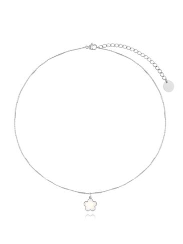 Naszyjnik srebrny z białym kwiatuszkiem Lille NSY0180