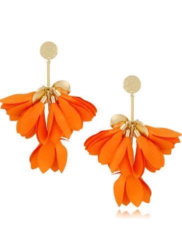 Kolczyki satynowe kwiaty pomarańczowe II Flower KBL1130