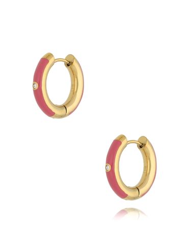 Kolczyki złote okrągłe z różową emalią Cannes KSA1655