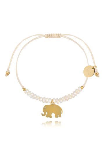 Bransoletka z perełkami i złotym słonikiem Feliz BMT0069