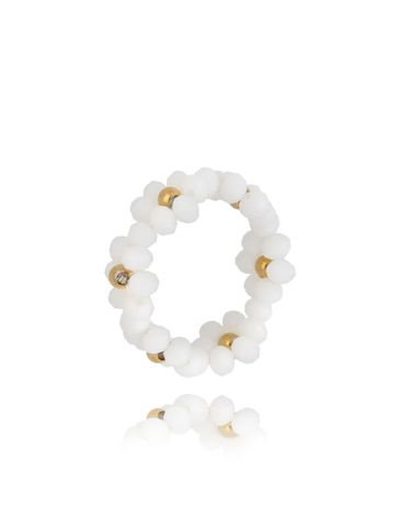 Pierścionek biały z kwiatuszkami Bouquet PSC0313