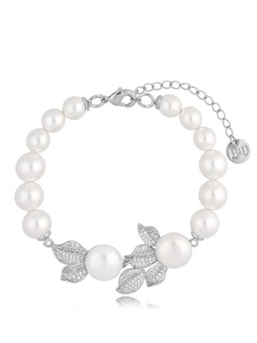 Bransoletka srebrna z perłami i kryształkami Retro Bella BPE0061