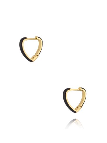 Kolczyki złote serca z czarną emalią Enamel Hearts KSA1750