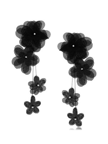 Kolczyki satynowe kwiaty Blossom czarne Carolyn KBL0906