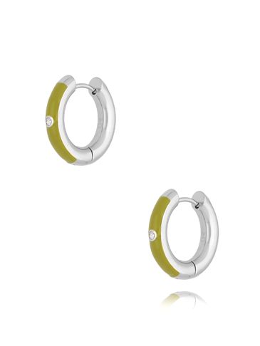 Kolczyki srebrne okrągłe z zieloną emalią Cannes KSA1656