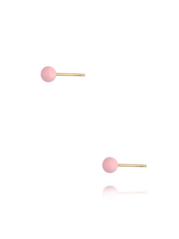 Kolczyki złote kulki z różową emalią 4 mm Enamel Balls KSA0779