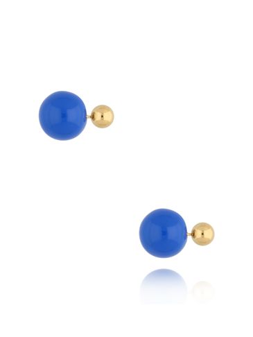 Kolczyki złote kulki z niebieską emalią Balls KSA1504