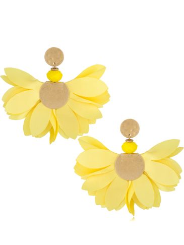 Kolczyki satynowe kwiaty żółte May KBL1236