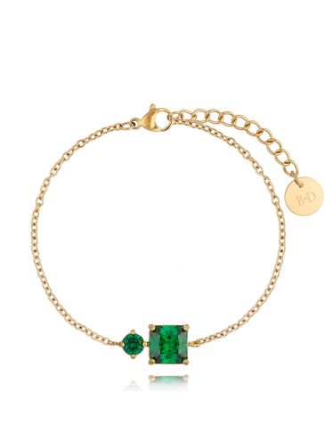 Bransoletka złota z zielonym kryształem Merlin BSA0404