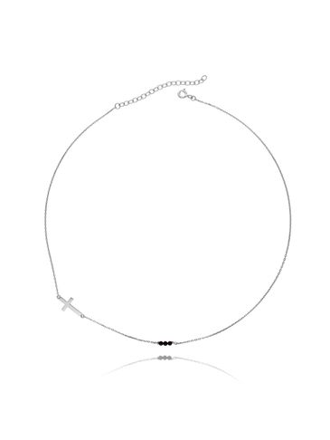 Naszyjnik srebrny krzyżyk z kryształkami NSE0005