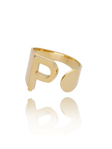Pierścionek złoty ze stali szlachetnej z literką P PSA0090