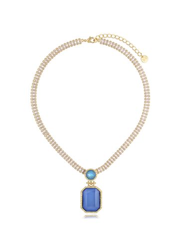 Naszyjnik z niebieskim kryształem Luxury NS0116