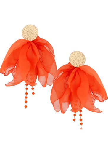 Kolczyki jedwabne kwiaty pomarańczowe Mila KBL1271