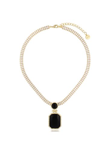 Naszyjnik z czarnym kryształem Luxury NS0119