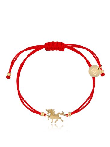 Bransoletka złota z czerwonym sznurkiem i jednorożcem Unicorn BGL0681
