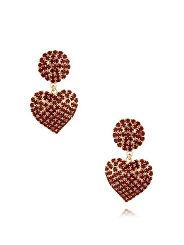 Kolczyki bordowe z sercami Cristal Hearts KSS1360