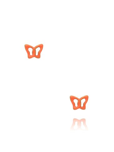 Kolczyki motylki z pomarańczową emalią KSY0089