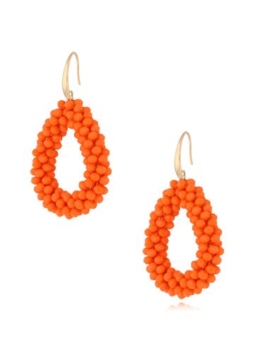 Kolczyki z kryształkami pomarańczowe łezki Luminous KWE0038