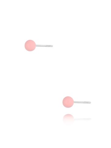 Kolczyki kulki z różową emalią 4 mm Enamel Balls KSA1702