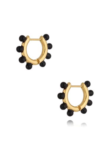Kolczyki złote okrągłe z czarną emalią Rouen KSA0816