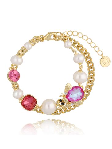 Bransoletka z żuczkiem perłami i różowymi kryształkami Sensation BMI0088