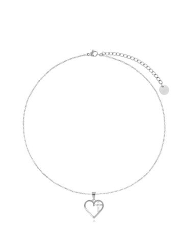 Naszyjnik srebrny z sercem i krzyżykiem Florence NSA0733