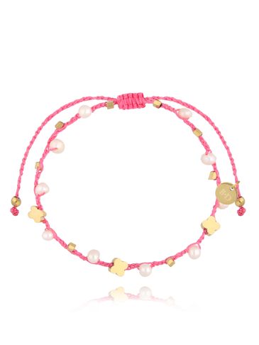 Bransoletka różowa z perłami i sznurkiem Allegro BSC1983