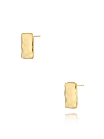 Kolczyki prostokątne gniecione złote małe KSA1788