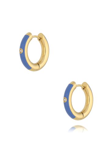 Kolczyki złote okrągłe z niebieską emalią Cannes KSA1659