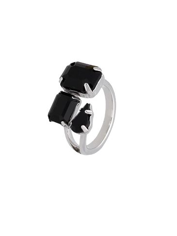 Pierścionek srebrny z czarnymi kryształami PRG0163 rozmiar10