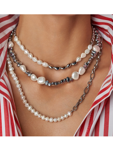 Zestaw srebrnych naszyjników z perłami Wonderful Z0125