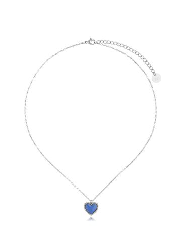 Naszyjnik srebrny z sercem i niebieską emalią Enamel Heart NSA1124
