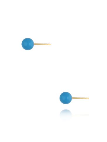 Kolczyki złote kulki z niebieską emalią 5 mm Enamel Balls KSA1439