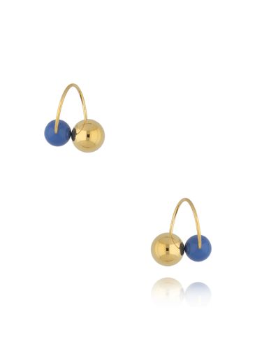 Kolczyki złote z kulkami i niebieską emalią Enamel Balls KSA1612