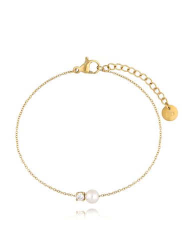 Bransoletka złota z perełka i cyrkonią Pearl's Whisper BSA0691
