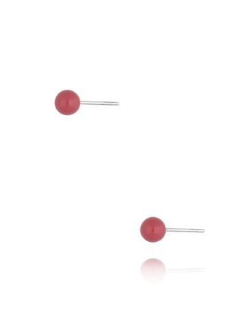 Kolczyki kulki z różową emalią 4 mm Enamel Balls KSA1579