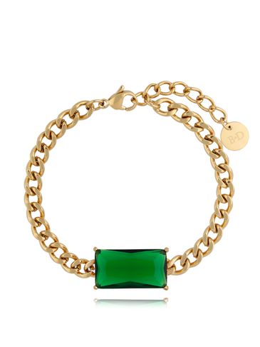 Bransoletka złota z zielonym kryształem Merlin BSA0400