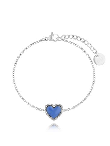 Bransoletka srebrna z sercem i niebieską emalią Enamel Heart BSA0600