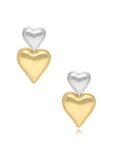 Kolczyki srebrno złote z sercami Deux Coeurs KSA1528