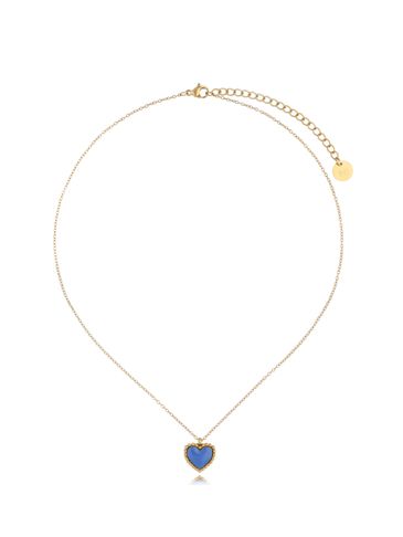 Naszyjnik złoty z sercem i niebieską emalią Enamel Heart NSA1125