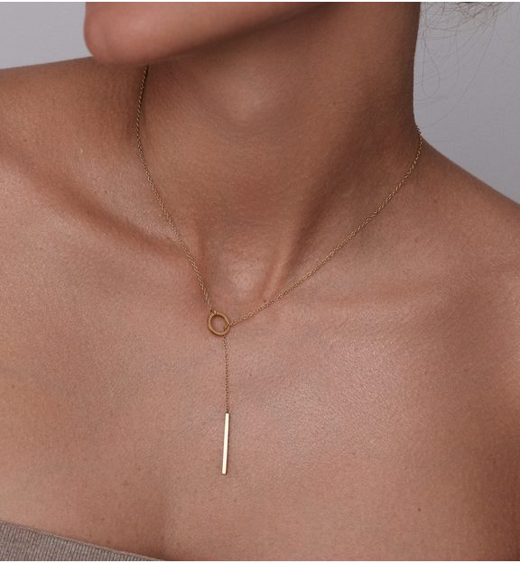 Naszyjnik złoty przekładany z długą zawieszką kółko NSA0186