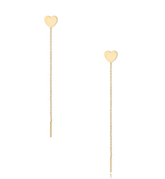 Kolczyki złote wiszące Long Heart KSA0301